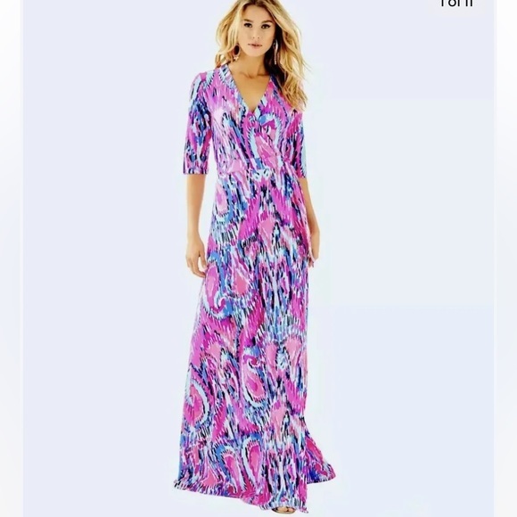 Lilly Pulitzer Dresses & Skirts - Lilly Pulitzer Pink and Blue Maxi Dress